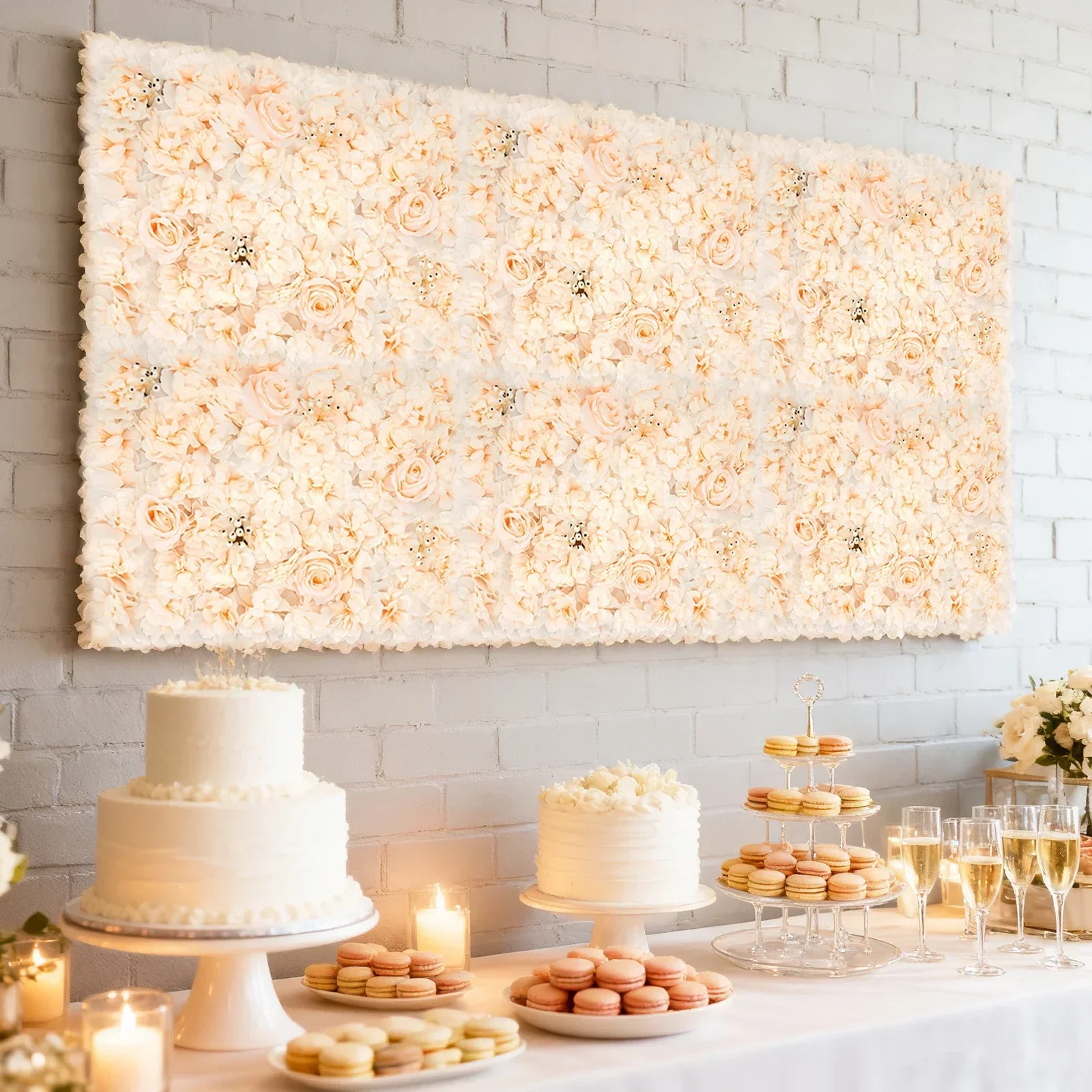 6 PCS 60*40cm Artificial Flowe - Flower Wall Panel recension och pris