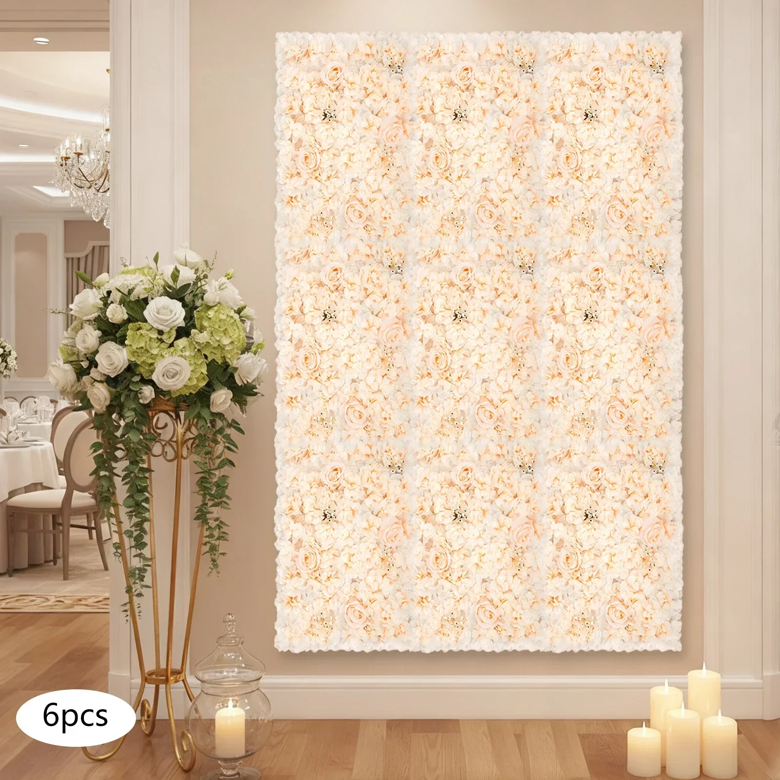 6 PCS 60*40cm Artificial Flowe - Flower Wall Panel recension och pris
