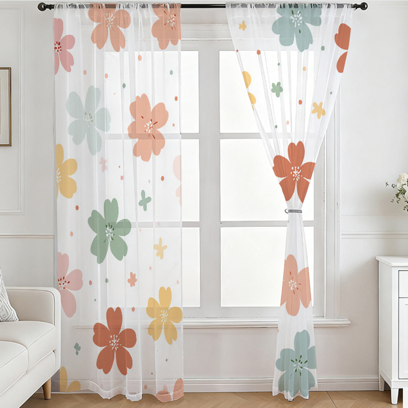 2PCS Digital Printing Sheer Cu - Flower Wall Panel recension och pris