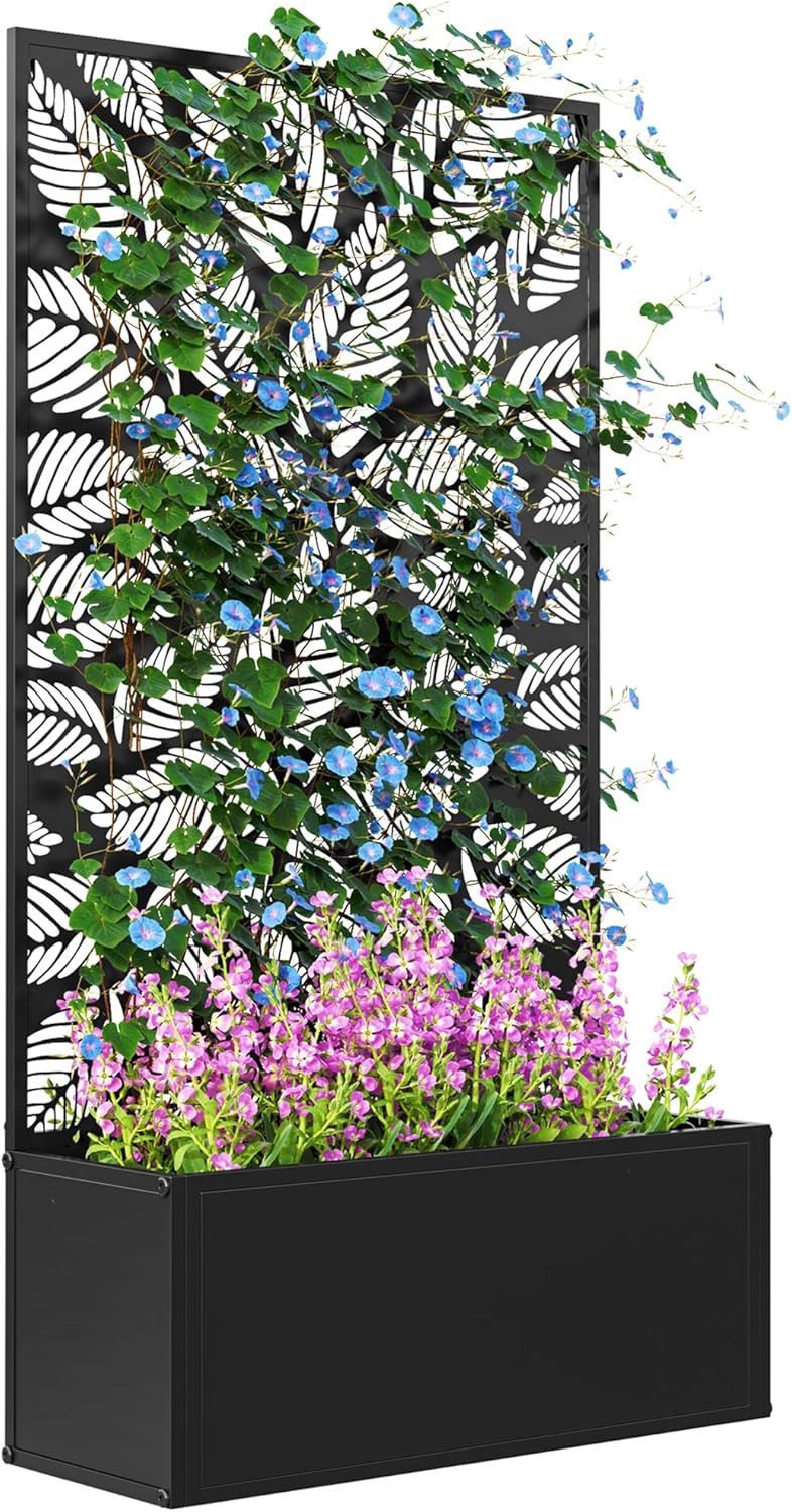 Metal Raised Garden Bed with T - Flower Wall Panel recension och pris